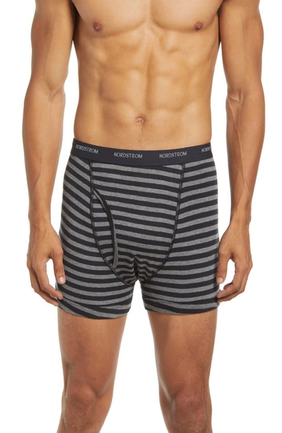 Shop Nordstrom 3-pack Supima® Cotton Boxer Briefs In Charcoal Grey Htr- Stripe Pack