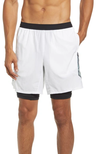 Shop Fourlaps Command Pocket Running Shorts In White With Camo