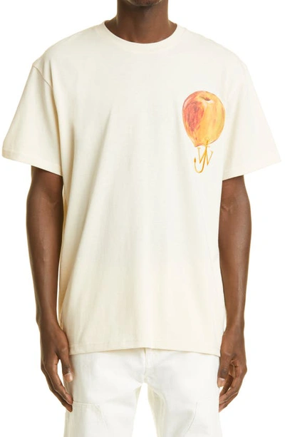 Shop Jw Anderson Peach Logo Graphic Tee In Off White