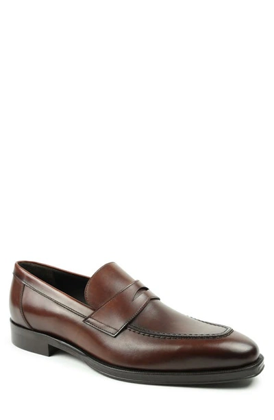 Shop Bruno Magli Nathan Penny Loafer In Rust Calf