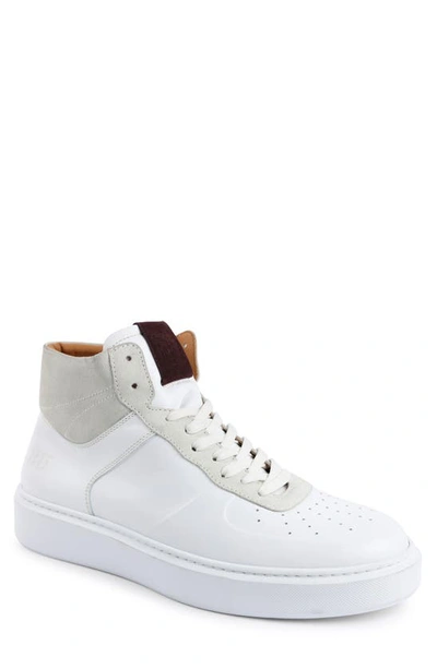 Shop Bruno Magli Festa Sneaker In White Calf/ Off White Suede