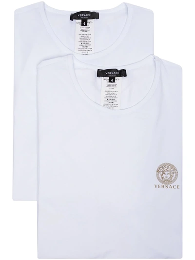 Shop Versace Medusa Crest T-shirts (set Of Two) In White
