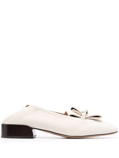 Shop Chloé Kiss Buckle Loafers In White