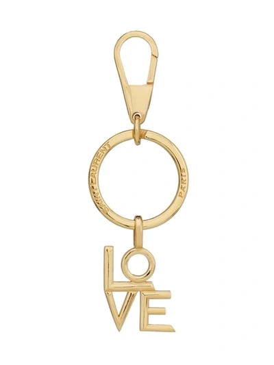 Shop Saint Laurent Love Metal Keyring In Gold