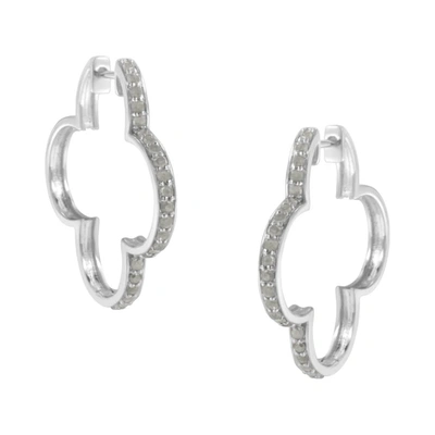 Shop Haus Of Brilliance .925 Sterling Silver 1.0 Cttw Diamond 4 Leaf Clover Shape Hoop Earrings(i-j Color In Pink,silver Tone,white