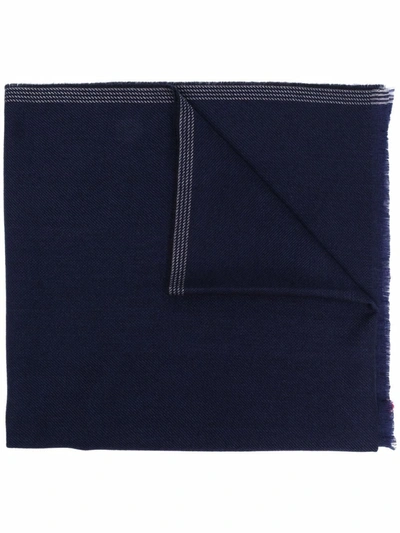 Shop Fay Fringed Wool-cashmere Scarf In Blau