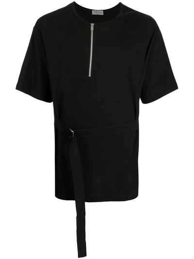 Shop Yohji Yamamoto Belted Cotton T-shirt In Schwarz