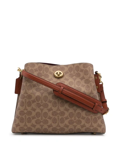 Shop Coach Willow Monogram Shoulder Bag In Brown