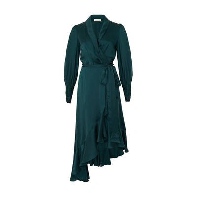 Shop Zimmermann Silk Midi Dress In Jade