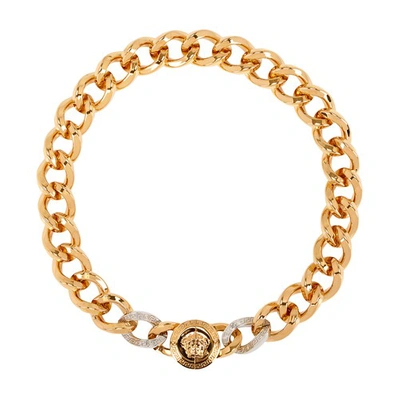 Shop Versace Medusa Chain Necklace In Oro  Palladio