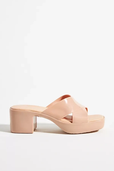 Shop Jeffrey Campbell Bubblegum Heeled Slide Sandals In Beige