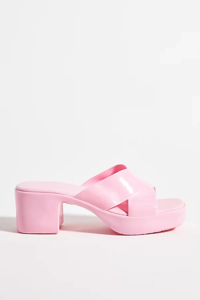 Shop Jeffrey Campbell Bubblegum Heeled Slide Sandals In Pink
