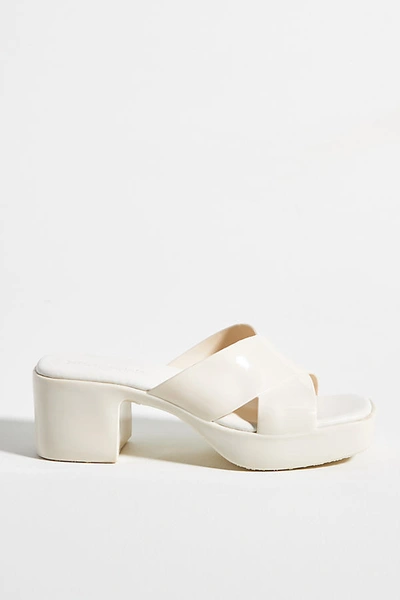 Shop Jeffrey Campbell Bubblegum Heeled Slide Sandals In Beige