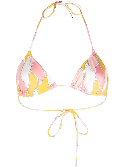 Shop Emilio Pucci Losanghe-print Triangle Bikini Top In Yellow