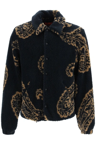 Shop Fourtwofour On Fairfax Teddy Paisley Jacket In Blu (black)