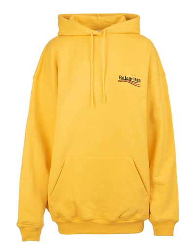 Shop Balenciaga Woman Yellow Political Campaign Medium Fit Hoodie In Yellow/black/red