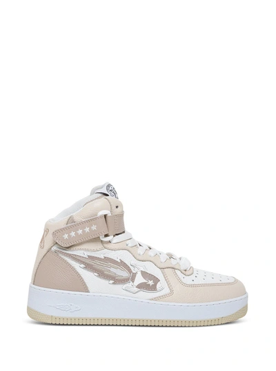 Shop Enterprise Japan Rocket Beige Leather Sneakers With Logo