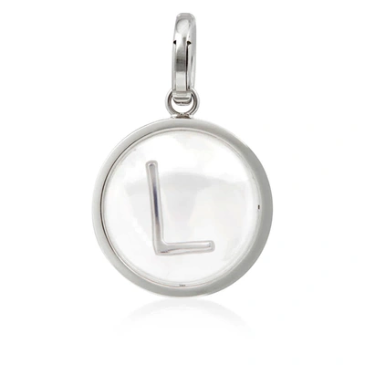 Shop Burberry Marbled Resin L' Alphabet Charm In Palladium/mother-of-pearl