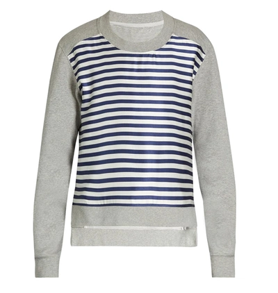 Shop Burberry Striped-panel Jersey Sweatshirt In Grey