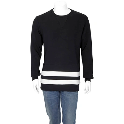 Shop Burberry Mens Black Striped Hem Cotton Blend Sweatshirt