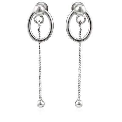 Shop Burberry Oval And Charm Palladium-plated Drop Earrings In Palladio In N,a