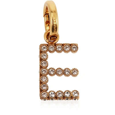 Shop Burberry Crystal E Alphabet Charm In Brass / Crystal