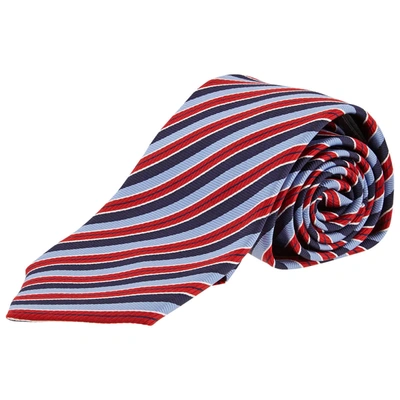Shop Ermenegildo Zegna Silk Triple Stripe Tie In Red