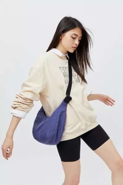 Shop Baggu Medium Crescent Nylon Shoulder Bag In Sapphire