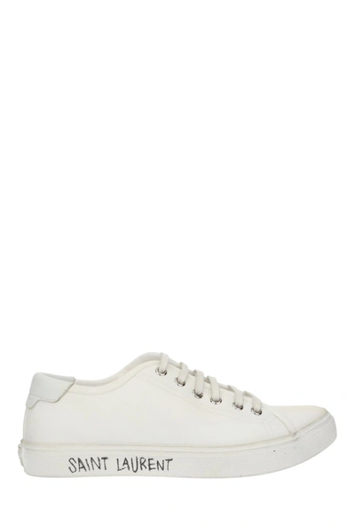 Shop Saint Laurent Logo Print Sneakers In White