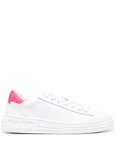Shop Msgm Contrasting Heel-counter Sneakers In White