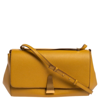 Pre-owned Bottega Veneta Yellow Leather Bv Angle Shoulder Bag