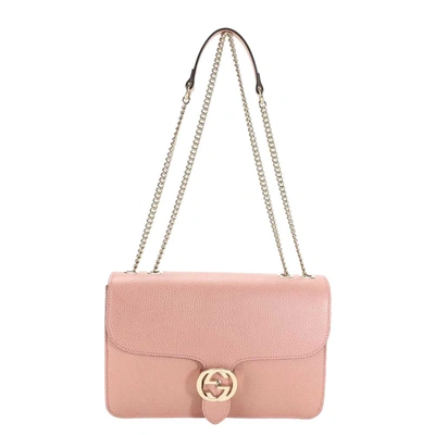 Pre-owned Gucci Soft Pink Dollar Calfskin Leather Interlocking G Shoulder Bag