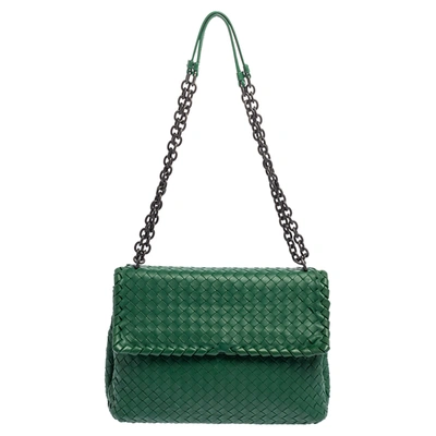 Pre-owned Bottega Veneta Green Intrecciato Leather Olimpia Shoulder Bag