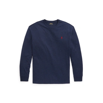 Shop Ralph Lauren Classic Fit Jersey Long-sleeve T-shirt In Medieval Blue Heather