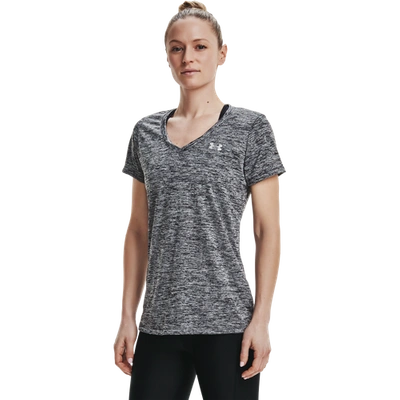 Shop Under Armour Womens  Tech Training T-shirt In Black/metallic Silver