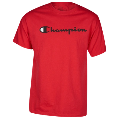 Shop Champion Mens  Cotton Script Logo T-shirt In Scarlet