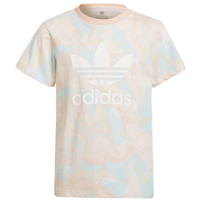 Adidas Originals Kids' Adidas Girls' Originals Marble Print T-shirt Size  Medium 100% Cotton/jersey In Pink/white | ModeSens