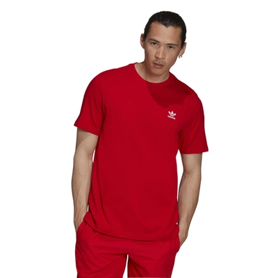 Shop Adidas Originals Mens  Adicolor Essential Trefoil T-shirt In Red