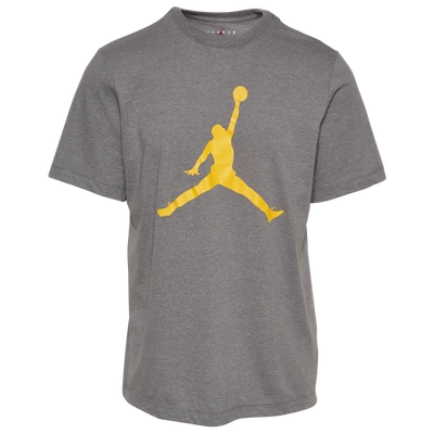 Shop Jordan Mens  Jumpman Crew T-shirt In Carbon Heather/tour Yellow