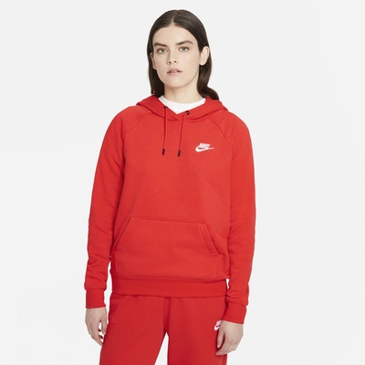 Shop Nike Womens  Essential Hoodie Pullover Fleece In Red/white