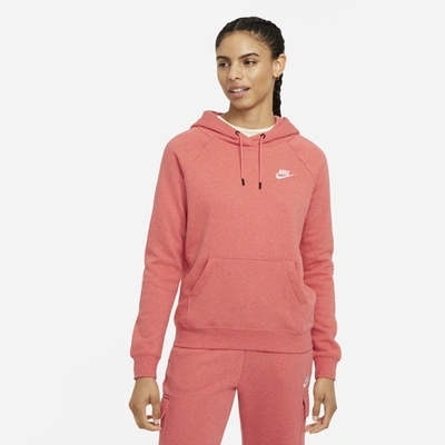 Shop Nike Womens  Essential Hoodie Pullover Fleece In Magic Ember/white