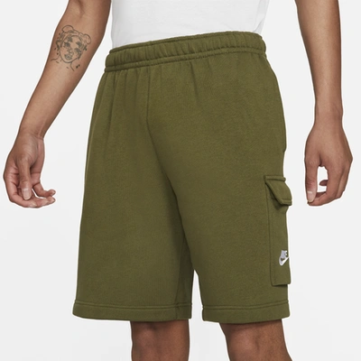 Shop Nike Mens  Cargo Club Shorts In Olive/white