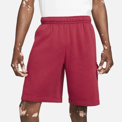 Shop Nike Mens  Cargo Club Shorts In Maroon/white