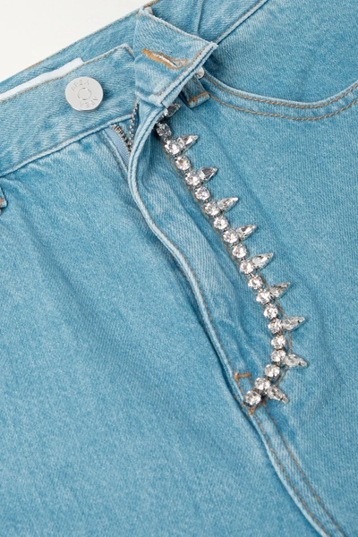 Shop Area Crystal-embellished Cutout Mid-rise Straight-leg Jeans In Blue