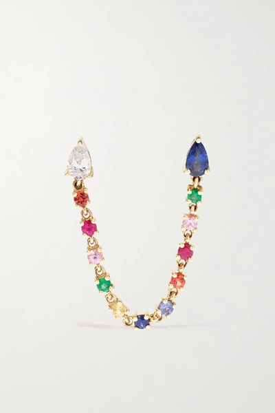 Shop Anita Ko 18-karat Gold, Sapphire And Diamond Earring