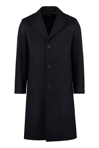 Shop Apc A.p.c. Sacha Single Breasted Coat In Navy