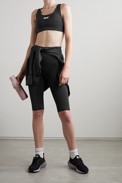 Shop Victoria Beckham Printed Stretch Shorts In Black