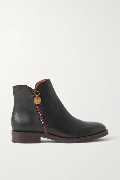 Shop See By Chloé Louise Whipstitched Leather Ankle Boots In Black