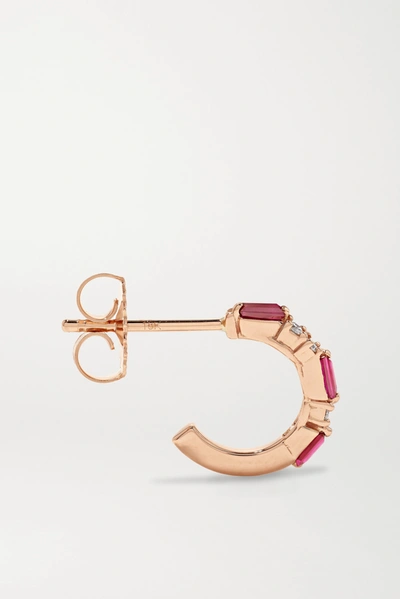 Shop Suzanne Kalan 18-karat Rose Gold, Ruby And Diamond Hoop Earrings