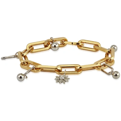Shop Burberry Chainlink Charm Bracelet In Gold Tone